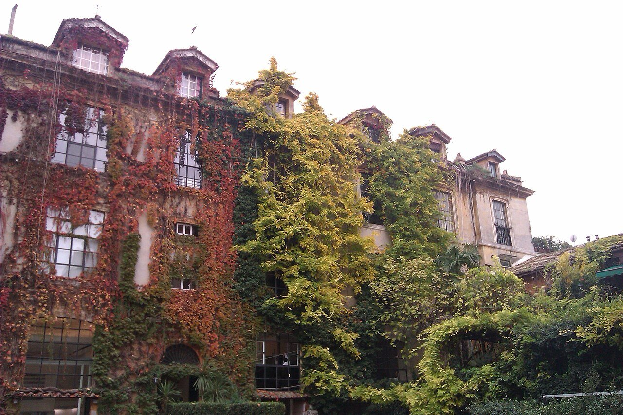 Cortili con facciate ricoperte di vegetazione in via Margutta a Roma, foto d’archivio illustrativa