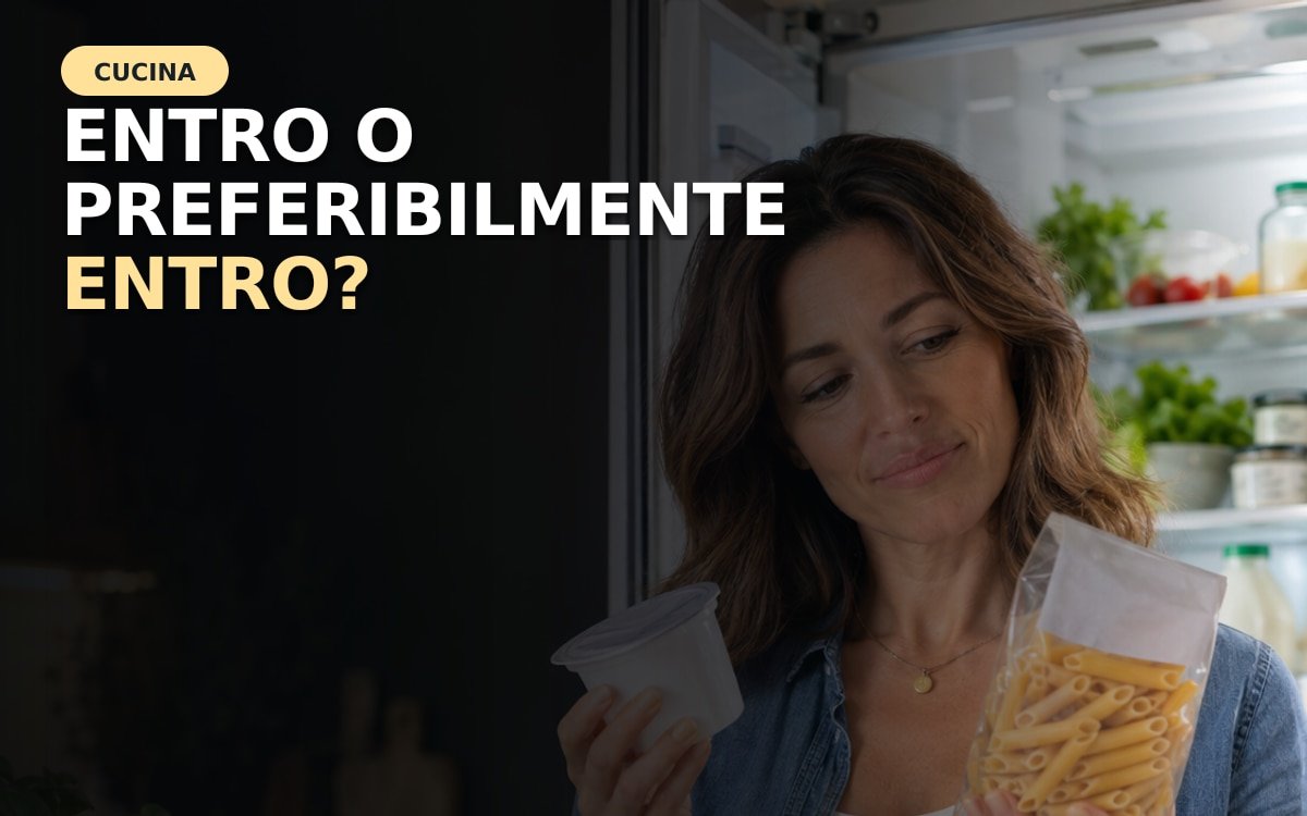 Etichette con date di scadenza su confezioni alimentari