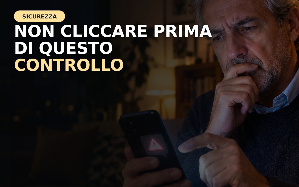 Messaggio sospetto visualizzato sul telefono