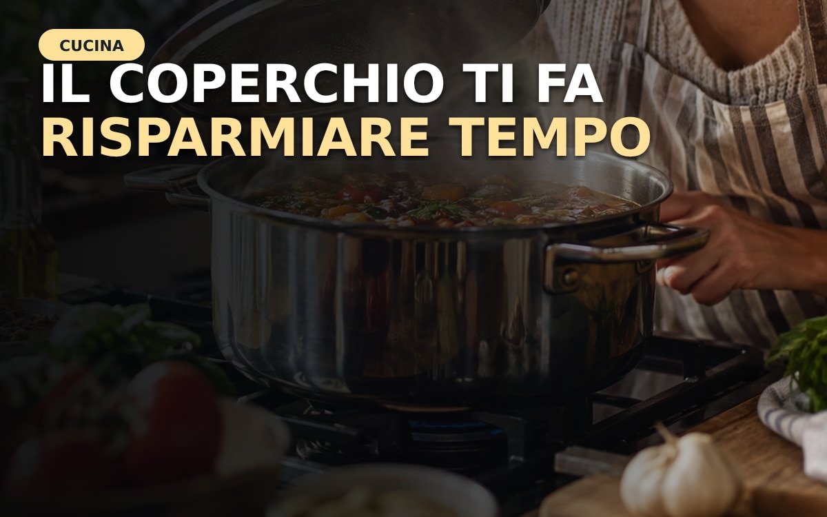 Pentola con coperchio su un fornello