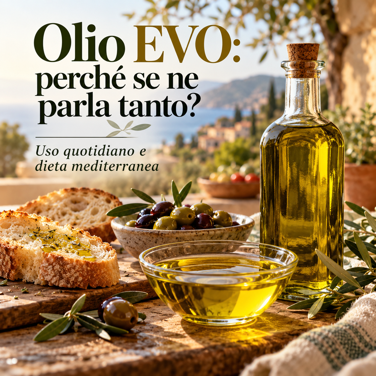 Olio extravergine d’oliva usato nella cucina mediterranea